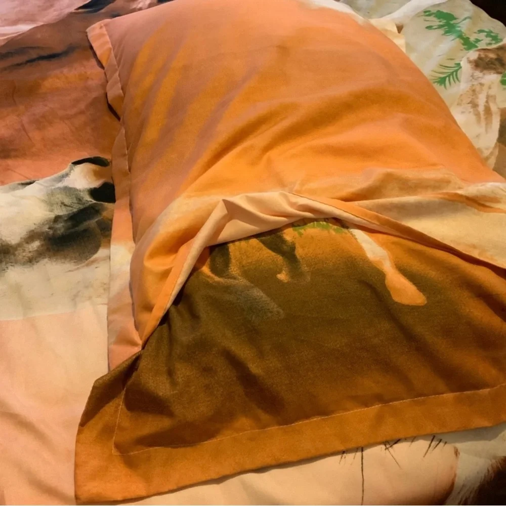 Like New Horse-Print Queen 3 Pc Bedding Duvet Set & 2 Curtains